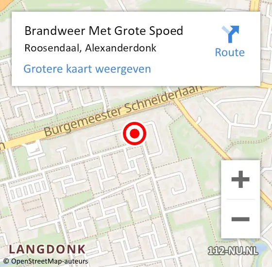 Locatie op kaart van de 112 melding: Brandweer Met Grote Spoed Naar Roosendaal, Alexanderdonk op 30 oktober 2017 15:47