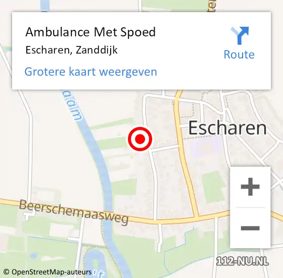 Locatie op kaart van de 112 melding: Ambulance Met Spoed Naar Escharen, Zanddijk op 30 oktober 2017 15:51