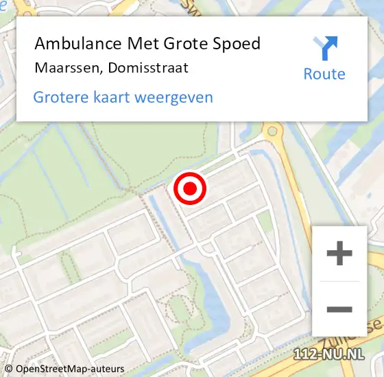 Locatie op kaart van de 112 melding: Ambulance Met Grote Spoed Naar Maarssen, Domisstraat op 5 februari 2014 15:42