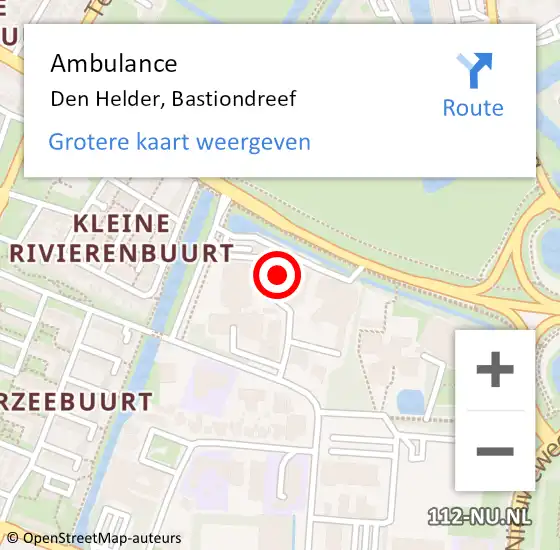 Locatie op kaart van de 112 melding: Ambulance Den Helder, Bastiondreef op 30 oktober 2017 17:00