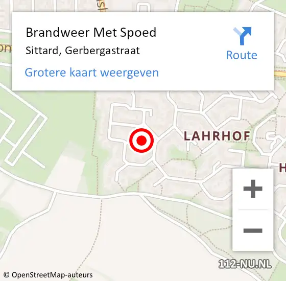 Locatie op kaart van de 112 melding: Brandweer Met Spoed Naar Sittard, Gerbergastraat op 30 oktober 2017 17:09