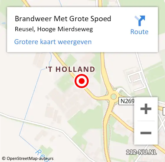 Locatie op kaart van de 112 melding: Brandweer Met Grote Spoed Naar Reusel, Hooge Mierdseweg op 30 oktober 2017 17:47