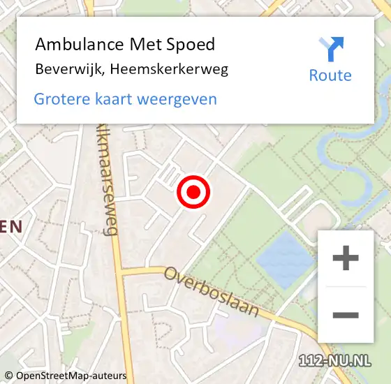 Locatie op kaart van de 112 melding: Ambulance Met Spoed Naar Beverwijk, Heemskerkerweg op 30 oktober 2017 18:16