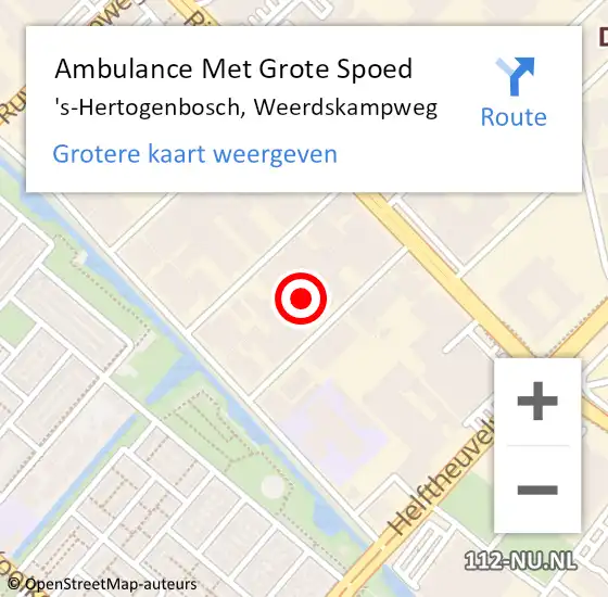 Locatie op kaart van de 112 melding: Ambulance Met Grote Spoed Naar 's-Hertogenbosch, Weerdskampweg op 30 oktober 2017 19:07