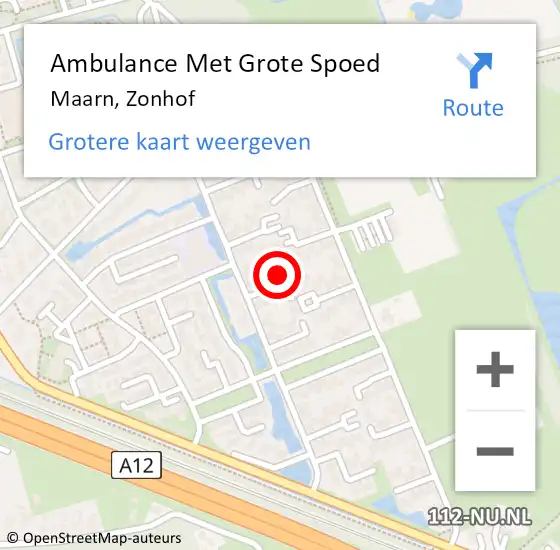 Locatie op kaart van de 112 melding: Ambulance Met Grote Spoed Naar Maarn, Zonhof op 30 oktober 2017 19:20