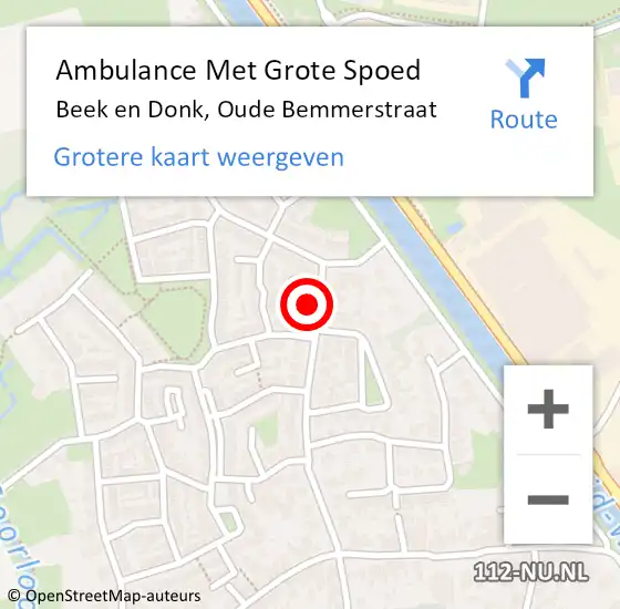 Locatie op kaart van de 112 melding: Ambulance Met Grote Spoed Naar Beek en Donk, Oude Bemmerstraat op 30 oktober 2017 19:59