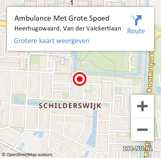 Locatie op kaart van de 112 melding: Ambulance Met Grote Spoed Naar Heerhugowaard, Van der Valckertlaan op 30 oktober 2017 20:14