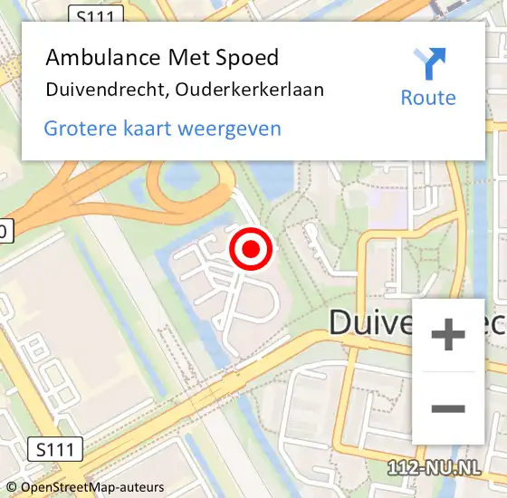 Locatie op kaart van de 112 melding: Ambulance Met Spoed Naar Duivendrecht, Ouderkerkerlaan op 30 oktober 2017 21:35