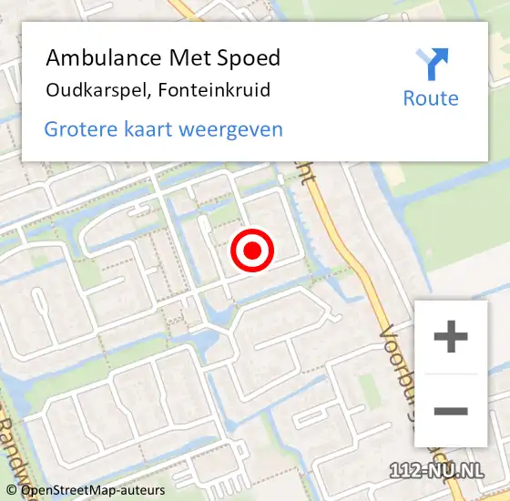 Locatie op kaart van de 112 melding: Ambulance Met Spoed Naar Oudkarspel, Fonteinkruid op 30 oktober 2017 21:46