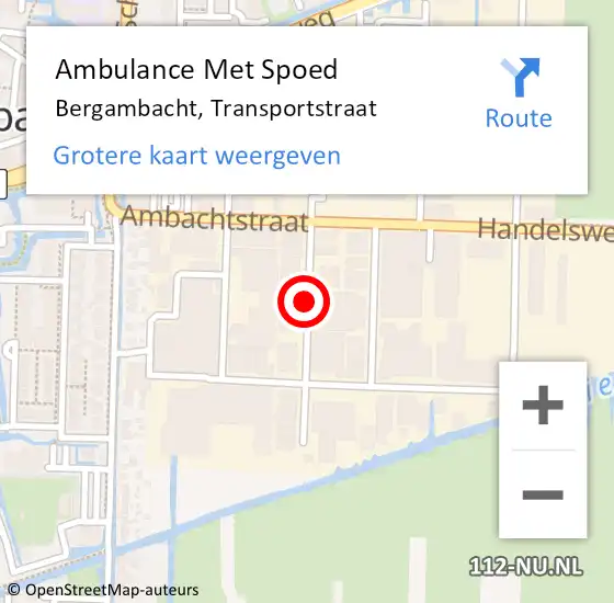 Locatie op kaart van de 112 melding: Ambulance Met Spoed Naar Bergambacht, Transportstraat op 30 oktober 2017 22:06