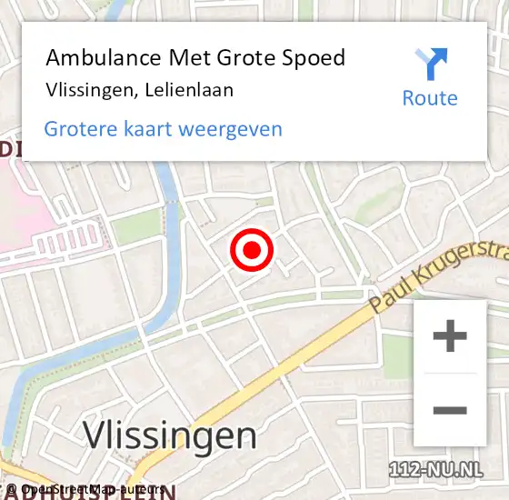Locatie op kaart van de 112 melding: Ambulance Met Grote Spoed Naar Vlissingen, Lelienlaan op 30 oktober 2017 22:20