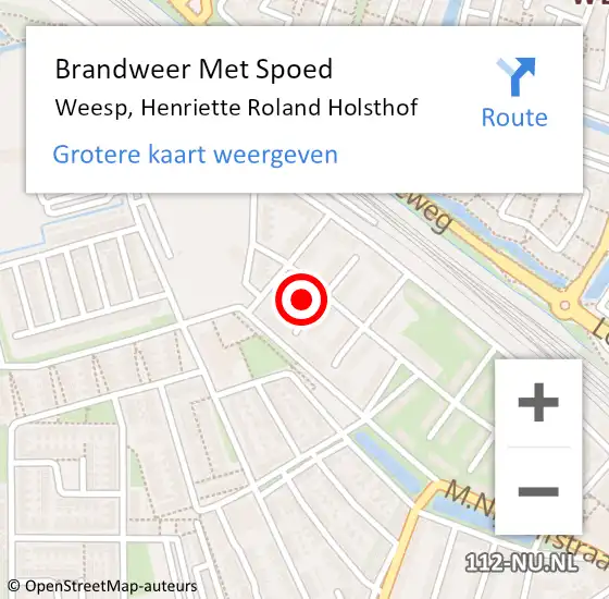 Locatie op kaart van de 112 melding: Brandweer Met Spoed Naar Weesp, Henriette Roland Holsthof op 30 oktober 2017 22:32