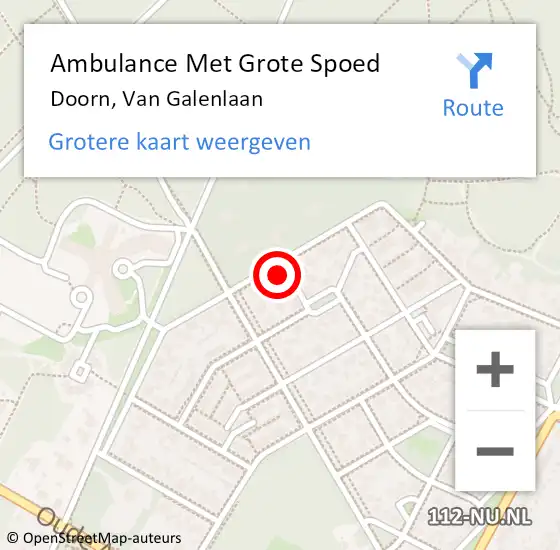 Locatie op kaart van de 112 melding: Ambulance Met Grote Spoed Naar Doorn, Van Galenlaan op 30 oktober 2017 22:50