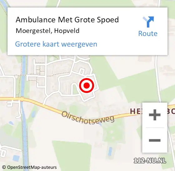 Locatie op kaart van de 112 melding: Ambulance Met Grote Spoed Naar Moergestel, Hopveld op 30 oktober 2017 23:50