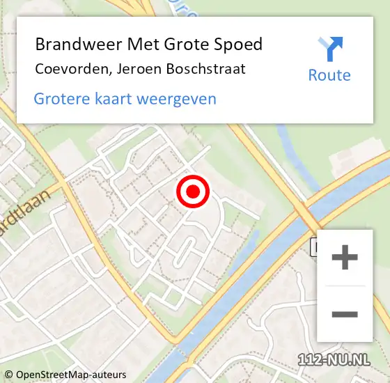 Locatie op kaart van de 112 melding: Brandweer Met Grote Spoed Naar Coevorden, Jeroen Boschstraat op 31 oktober 2017 00:43