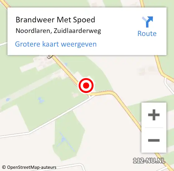 Locatie op kaart van de 112 melding: Brandweer Met Spoed Naar Noordlaren, Zuidlaarderweg op 31 oktober 2017 01:22