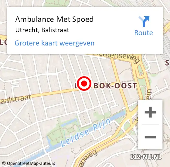 Locatie op kaart van de 112 melding: Ambulance Met Spoed Naar Utrecht, Balistraat op 31 oktober 2017 01:41