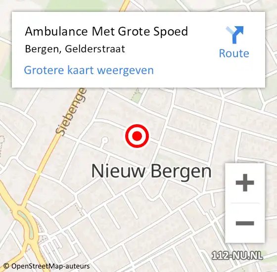 Locatie op kaart van de 112 melding: Ambulance Met Grote Spoed Naar Bergen, Gelderstraat op 5 februari 2014 16:16