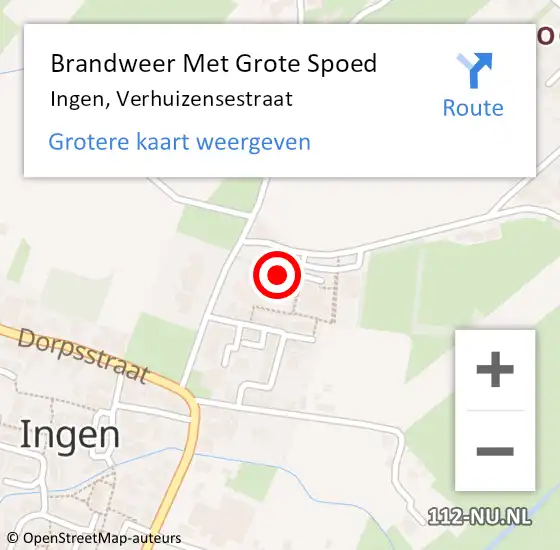 Locatie op kaart van de 112 melding: Brandweer Met Grote Spoed Naar Ingen, Verhuizensestraat op 31 oktober 2017 03:36