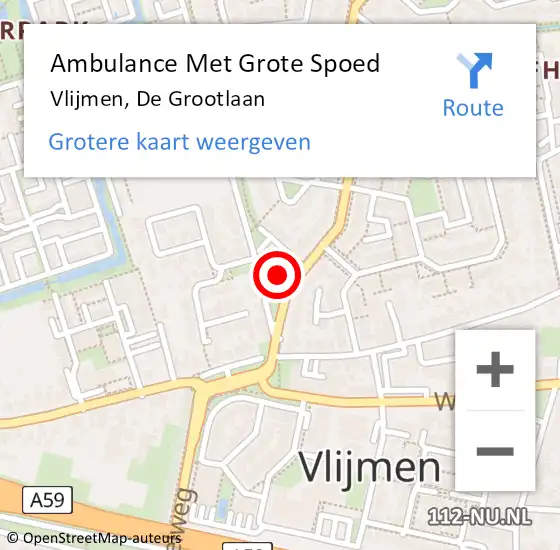 Locatie op kaart van de 112 melding: Ambulance Met Grote Spoed Naar Vlijmen, De Grootlaan op 31 oktober 2017 06:45