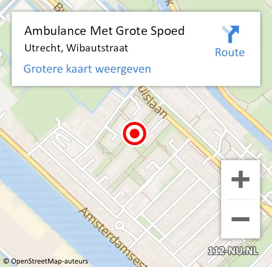 Locatie op kaart van de 112 melding: Ambulance Met Grote Spoed Naar Utrecht, Wibautstraat op 31 oktober 2017 07:06