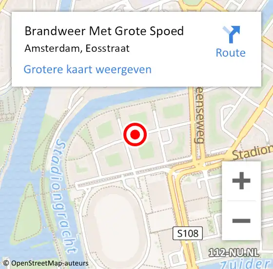 Locatie op kaart van de 112 melding: Brandweer Met Grote Spoed Naar Amsterdam, Eosstraat op 31 oktober 2017 07:43