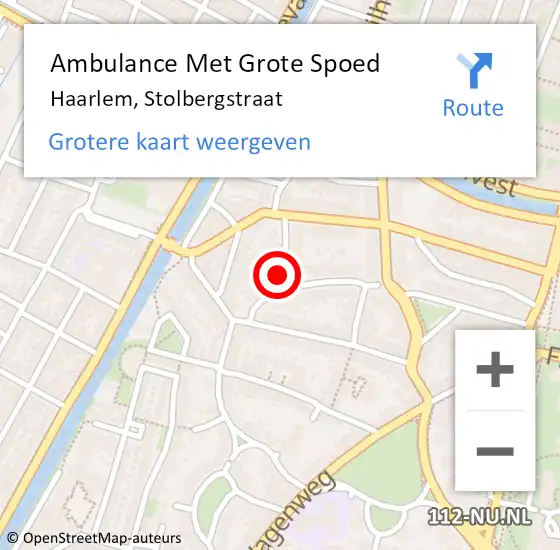 Locatie op kaart van de 112 melding: Ambulance Met Grote Spoed Naar Haarlem, Stolbergstraat op 31 oktober 2017 08:04