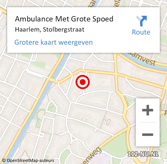 Locatie op kaart van de 112 melding: Ambulance Met Grote Spoed Naar Haarlem, Stolbergstraat op 31 oktober 2017 08:05