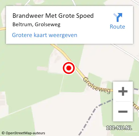 Locatie op kaart van de 112 melding: Brandweer Met Grote Spoed Naar Beltrum, Grolseweg op 31 oktober 2017 09:16