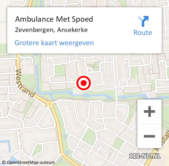 Locatie op kaart van de 112 melding: Ambulance Met Spoed Naar Zevenbergen, Ansekerke op 31 oktober 2017 10:22