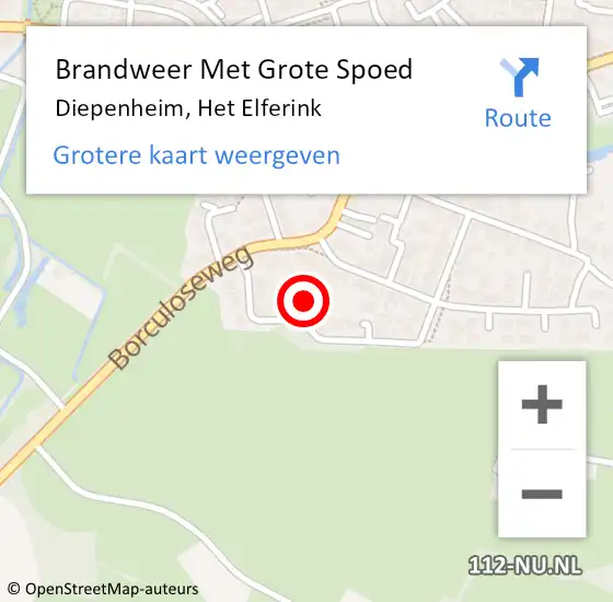 Locatie op kaart van de 112 melding: Brandweer Met Grote Spoed Naar Diepenheim, Het Elferink op 31 oktober 2017 10:58