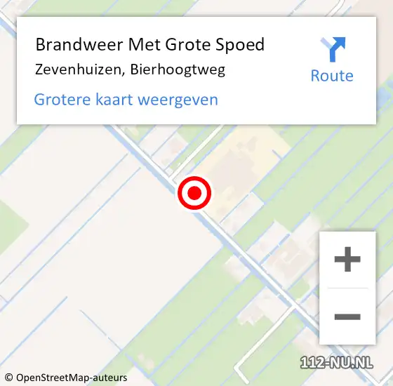 Locatie op kaart van de 112 melding: Brandweer Met Grote Spoed Naar Zevenhuizen, Bierhoogtweg op 31 oktober 2017 12:35