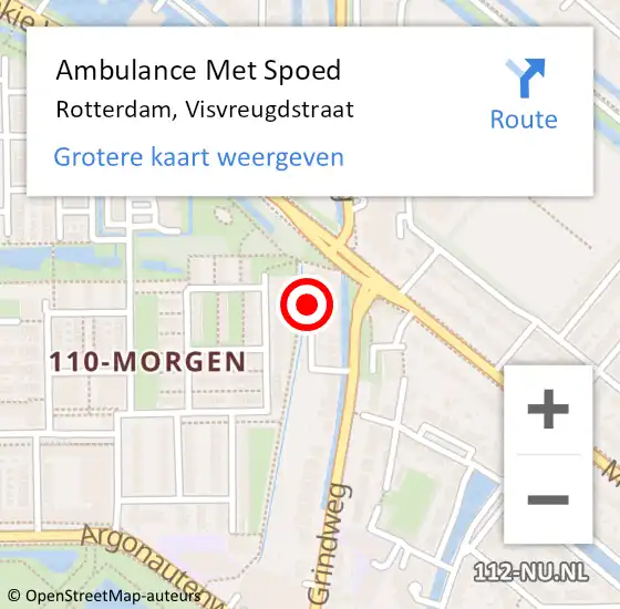 Locatie op kaart van de 112 melding: Ambulance Met Spoed Naar Rotterdam, Visvreugdstraat op 31 oktober 2017 12:40