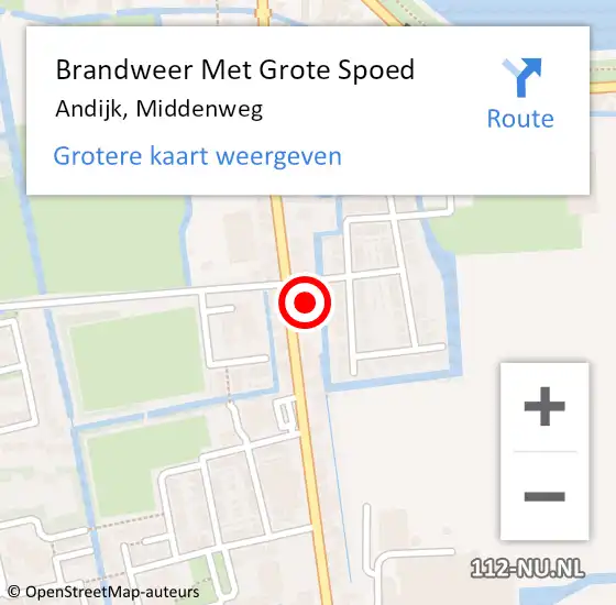 Locatie op kaart van de 112 melding: Brandweer Met Grote Spoed Naar Andijk, Middenweg op 31 oktober 2017 13:05