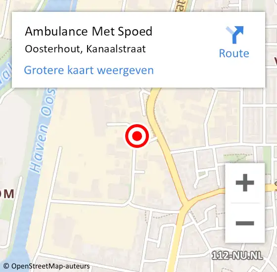Locatie op kaart van de 112 melding: Ambulance Met Spoed Naar Oosterhout, Kanaalstraat op 31 oktober 2017 13:43