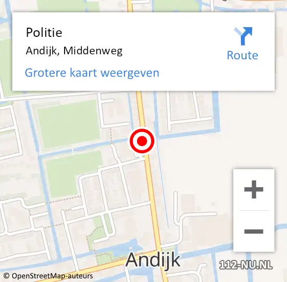 Locatie op kaart van de 112 melding: Politie Andijk, Middenweg op 31 oktober 2017 13:47