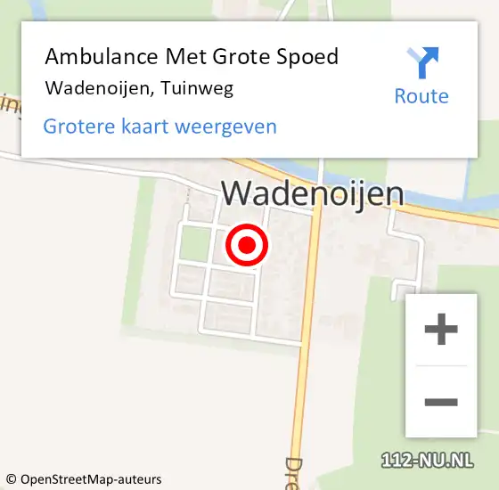 Locatie op kaart van de 112 melding: Ambulance Met Grote Spoed Naar Wadenoijen, Tuinweg op 31 oktober 2017 13:52