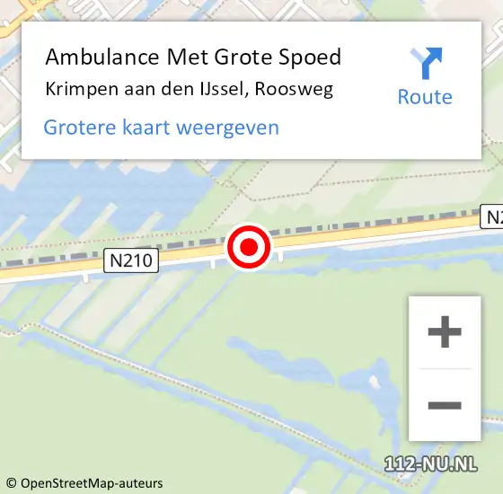 Locatie op kaart van de 112 melding: Ambulance Met Grote Spoed Naar Krimpen aan den IJssel, Roosweg op 31 oktober 2017 14:11