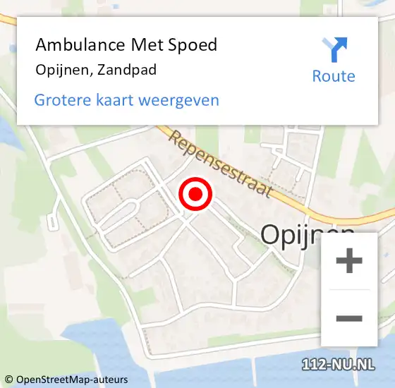 Locatie op kaart van de 112 melding: Ambulance Met Spoed Naar Opijnen, Zandpad op 31 oktober 2017 14:42