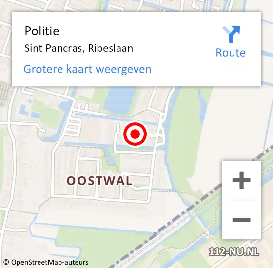 Locatie op kaart van de 112 melding: Politie Sint Pancras, Ribeslaan op 31 oktober 2017 14:46
