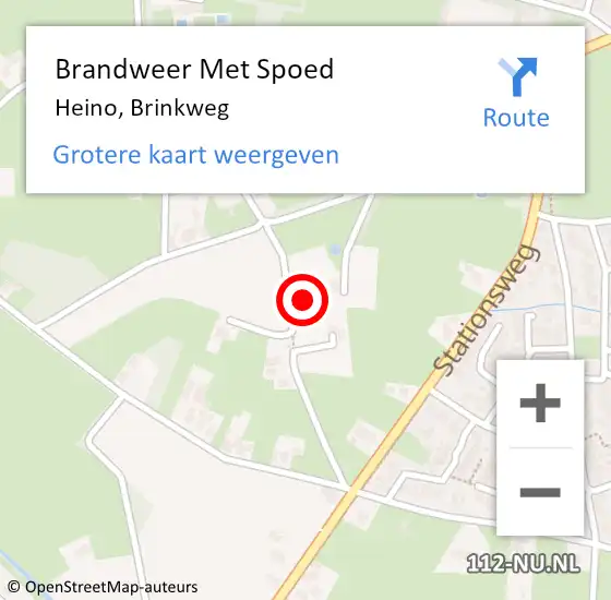 Locatie op kaart van de 112 melding: Brandweer Met Spoed Naar Heino, Brinkweg op 31 oktober 2017 14:47