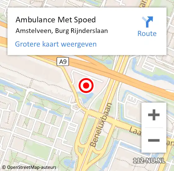 Locatie op kaart van de 112 melding: Ambulance Met Spoed Naar Amstelveen, Burg Rijnderslaan op 31 oktober 2017 14:51