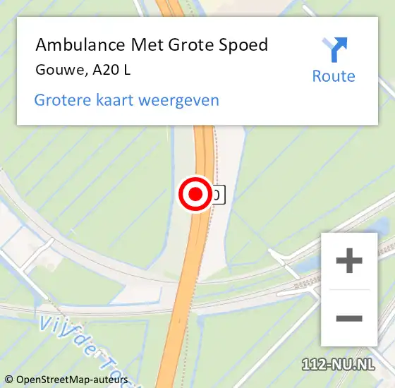 Locatie op kaart van de 112 melding: Ambulance Met Grote Spoed Naar Gouwe, A20 L op 31 oktober 2017 14:53