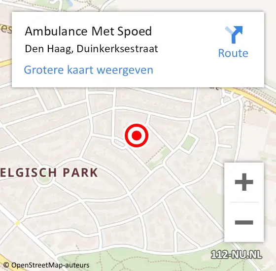 Locatie op kaart van de 112 melding: Ambulance Met Spoed Naar Den Haag, Duinkerksestraat op 31 oktober 2017 14:58