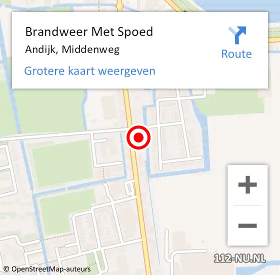 Locatie op kaart van de 112 melding: Brandweer Met Spoed Naar Andijk, Middenweg op 31 oktober 2017 15:14