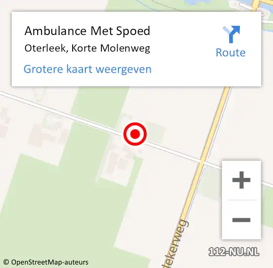 Locatie op kaart van de 112 melding: Ambulance Met Spoed Naar Oterleek, Korte Molenweg op 31 oktober 2017 15:41