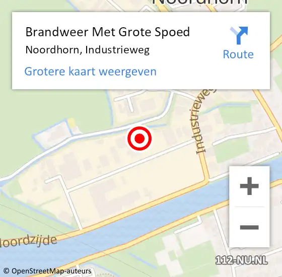Locatie op kaart van de 112 melding: Brandweer Met Grote Spoed Naar Noordhorn, Industrieweg op 31 oktober 2017 15:51