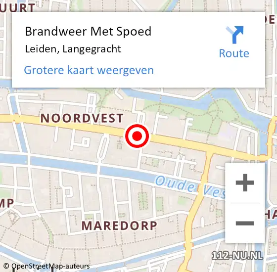 Locatie op kaart van de 112 melding: Brandweer Met Spoed Naar Leiden, Langegracht op 31 oktober 2017 16:35
