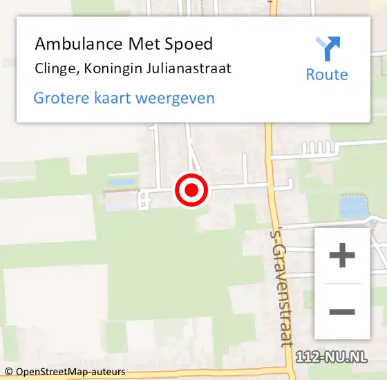 Locatie op kaart van de 112 melding: Ambulance Met Spoed Naar Clinge, Koningin Julianastraat op 31 oktober 2017 16:45