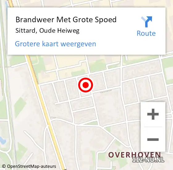 Locatie op kaart van de 112 melding: Brandweer Met Grote Spoed Naar Sittard, Oude Heiweg op 31 oktober 2017 16:48